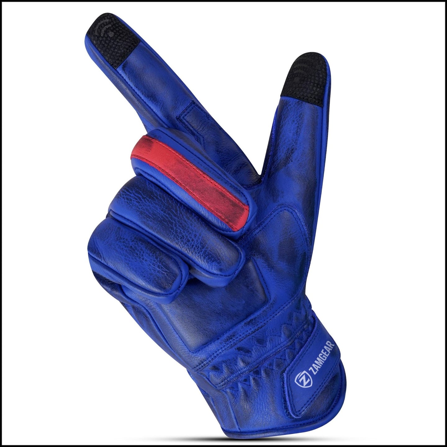 Motorcycle Gloves Racing Touchscreen Leather Armored Riding Biker Gloves Blue/Red